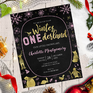 Winter Onederland Birthday bjudande Snöflingor