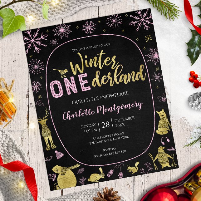 Winter Onederland Birthday bjudande Snöflingor (Skapare uppladdad)