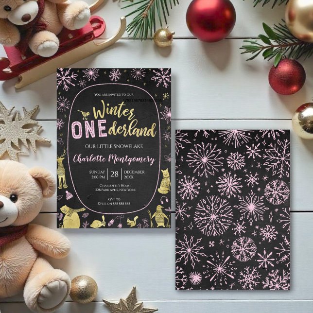 Winter Onederland Birthday bjudande Snöflingor Inbjudningar (Skapare uppladdad)