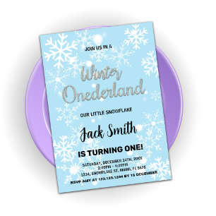 Winter Onederland Birthday Bjuder snöflingor Inbjudningar