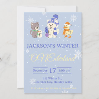 Winter ONEderland Birthday Invitation Inbjudningar