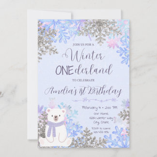 Winter Onederland Birthday Invitation Inbjudningar