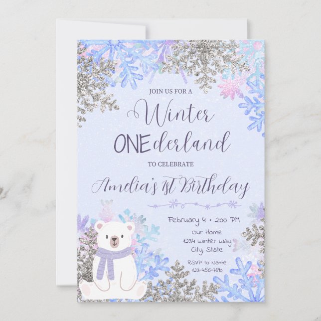 Winter Onederland Birthday Invitation Inbjudningar (Framsida)