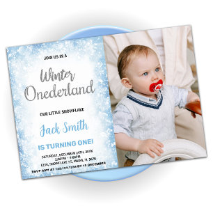Winter Onederland Birthday Invoute Photo Inbjudningar