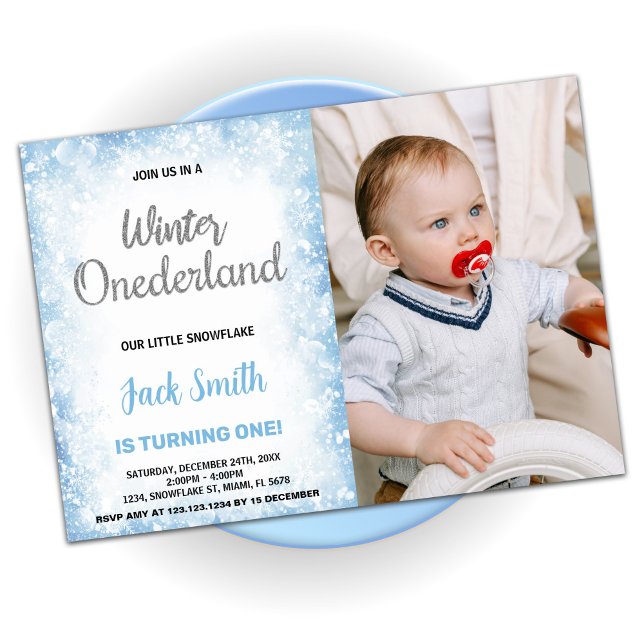 Winter Onederland Birthday Invoute Photo Inbjudningar (Winter Onederland Birthday Invitations Cloud Photo)