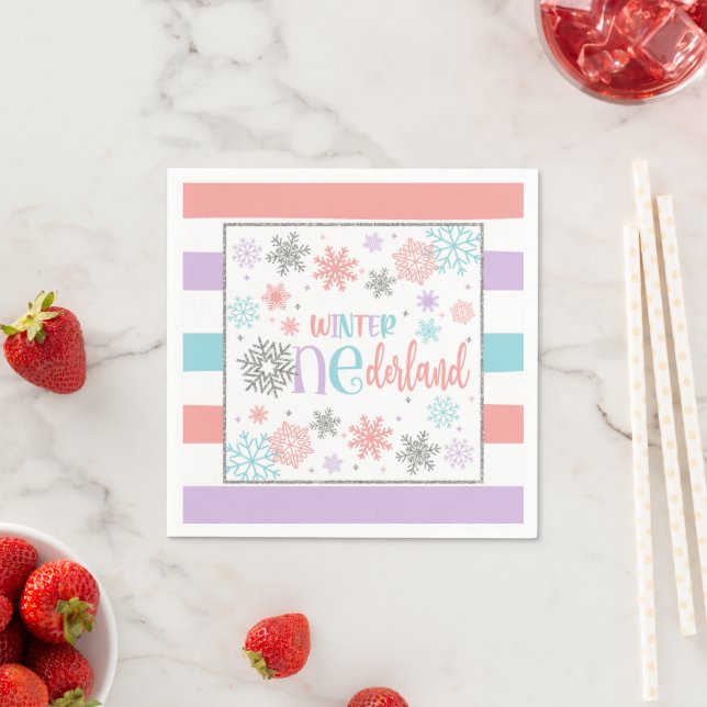 Winter ONEderland Birthday Napkin - Girl - PPBS Pappersservett (Insitu)