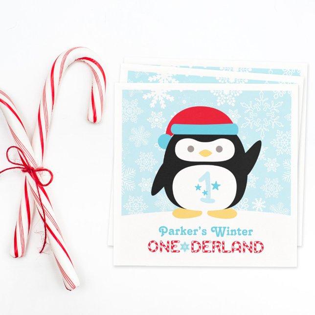 Winter ONEderland Birthday Penguin Party Pappersservett (Skapare uppladdad)