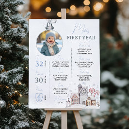 Winter Onederland Birthday Photo Milestone-signatu Poster