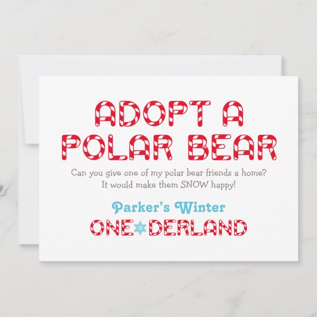 Winter ONEderland Birthday Polar Bear Favor Sign (Framsida)