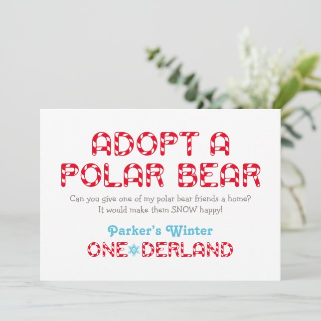 Winter ONEderland Birthday Polar Bear Favor Sign (Stående Fram)