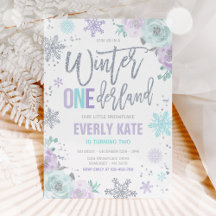Winter ONEderland Birthday Silver Lila Snowflake