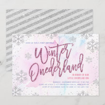 Winter ONEderland Birthday Silver Magenta Glitter