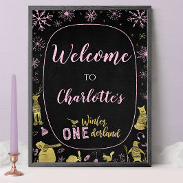 Winter Onederland Birthday Välkomstskylt Snöflingo Poster