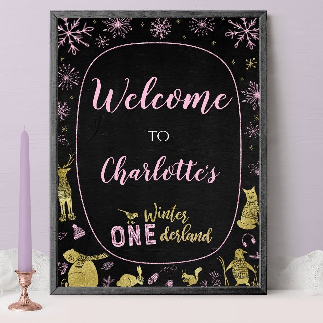 Winter Onederland Birthday Välkomstskylt Snöflingo Poster (Skapare uppladdad)