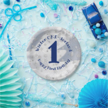 Winter ONEderland Blue First Birthday Snöflingor