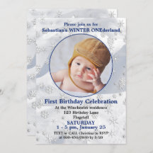 Winter ONEderland Blue First Birthday Snowflake