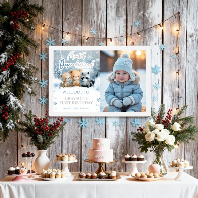 Winter Onederland Blue First Photo Welcome Sign Poster (Skapare uppladdad)