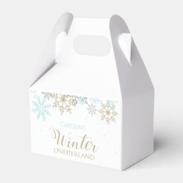 Winter Onederland Blue Guld Snowflake Presentaskar