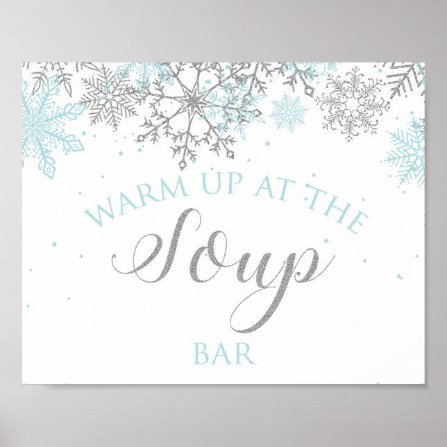 Winter Onederland Blue och Silver Soppa Pub Poster (Framsidan)