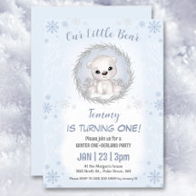 Winter Onederland Blue Polar Bear Boy 1st Birthday