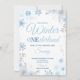 Winter ONEderland Blue Snowflake 1:a inbjudan