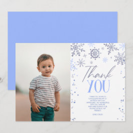 Winter ONEderland Blue Snowflake-Födelsedagsfest Tack Kort