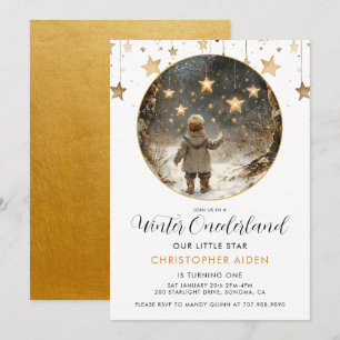 Winter ONEderland Boy 1st Birthday Inbjudningar