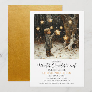 Winter ONEderland Boy 1st Birthday Inbjudningar