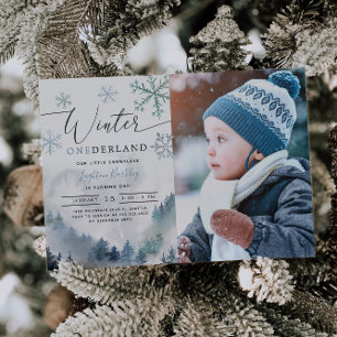 Winter ONEderland Boy 1st Birthday Inbjudningar