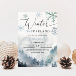Winter ONEderland Boy 1st Birthday Mountain Inbjudningar