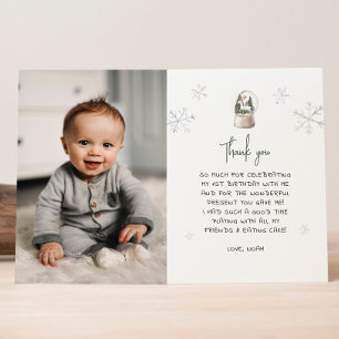 Winter Onederland Boy 1st Birthday Tack Kort