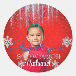 Winter ONEderland Boy Birthday Classic Round Stick Runt Klistermärke