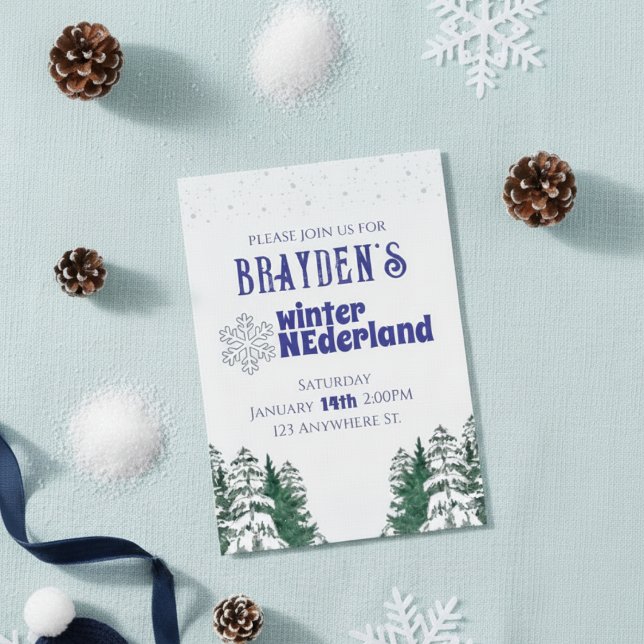 "Winter ONEderland" Boy's 1st birthday invitation Inbjudningar (Skapare uppladdad)