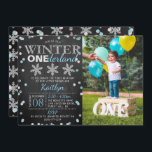 Winter ONEderland Chalkboard 1:a födelsedagsfoto Inbjudningar<br><div class="desc">Fira i stil med trendiget vintern ONEderland 1 födelsedagsinbjudningar. Den här utformningen är enkel att anpassa med din speciella händelsetext och dina gäster blir glada när de tar emot dessa fantastiska inbjudningskort.</div>