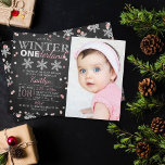 Winter ONEderland Chalkboard 1:a födelsedagsfoto Inbjudningar<br><div class="desc">Fira i stil med trendiget vintern ONEderland 1 födelsedagsinbjudningar. Den här utformningen är enkel att anpassa med din speciella händelsetext och dina gäster blir glada när de tar emot dessa fantastiska inbjudningskort.</div>