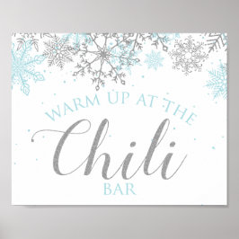 Winter Onederland Chili Pub Sign Blue Snöflingor Poster