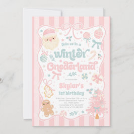 Winter Onederland Christmas Coquette Bow Birthday Inbjudningar