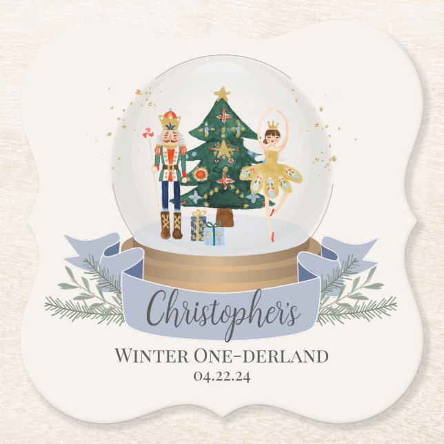 Winter Onederland christmas Första Födelsedagsfest Underlägg Papper (Framsida)