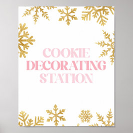Winter Onederland Cookie Decorening Rosa Guld Poster