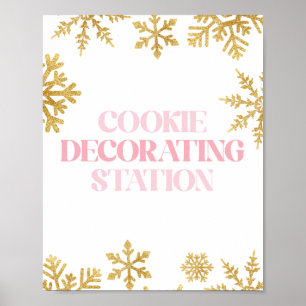 Winter Onederland Cookie Decorening Rosa Guld Poster