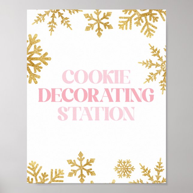 Winter Onederland Cookie Decorening Rosa Guld Poster (Framsidan)
