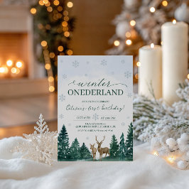 Winter ONEderland Deer Invite Inbjudningar