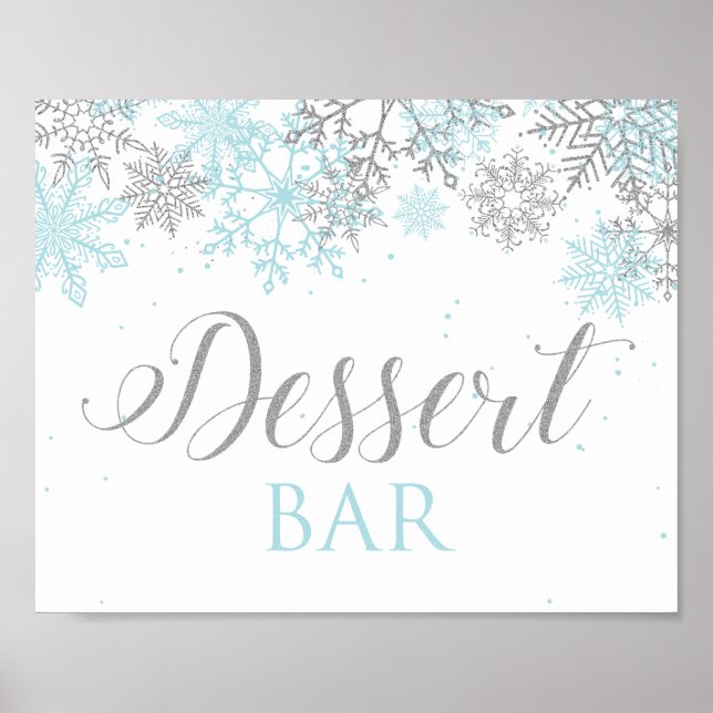 Winter Onederland Dessert Pub Sign Blue Snöflingor Poster (Framsidan)