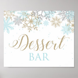 Winter Onederland Dessert Pub Sign Blue Snöflingor Poster