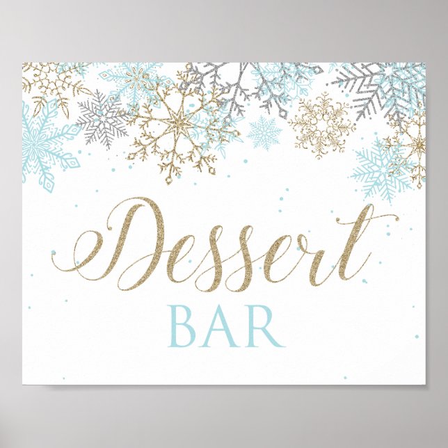 Winter Onederland Dessert Pub Sign Blue Snöflingor Poster (Framsidan)