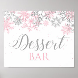 Winter Onederland Dessert Pub Sign Rosa Snöflingor Poster