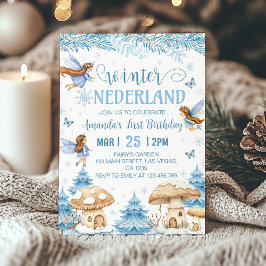 Winter Onederland Fairy 1st Birthday Inbjudningar