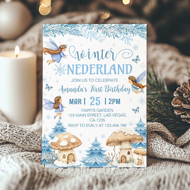Winter Onederland Fairy 1st Birthday Inbjudningar (Skapare uppladdad)