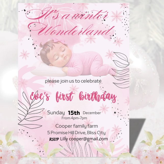 Winter Onederland First Birthday Inbjudningar (Skapare uppladdad)