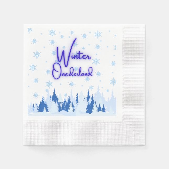 Winter Onederland First Birthday Party Napkins Pappersservett (Framsidan)